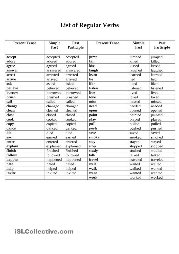 irregular verbs free printable list